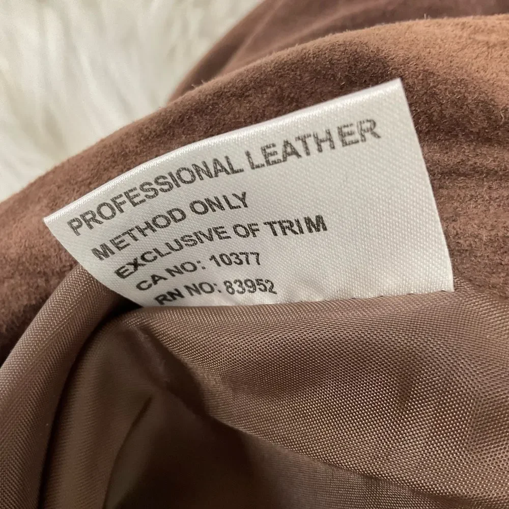 Margaret Godfrey Vintage Y2K Brown 100% Leather Suede Long Maxi Skirt Size 12